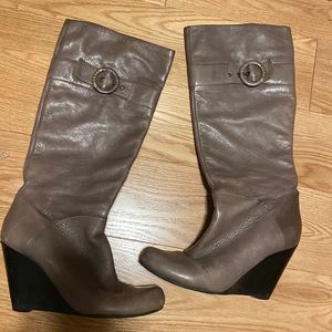 Tall Leather Guess wedge heel boots